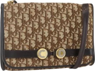 Dior Pre-owned Cross Body Bags, female, Beige, Size: ONE SIZE Pre-owned Vintage Trotter Canvas Shoulder Bag