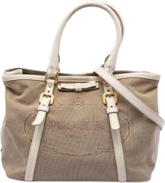 Prada Pre-owned Vintage Satchel - Dames - Vintage Shopper - Beige - ONE Size - Leer - Vintage