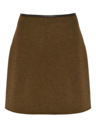 Yves Salomon Mini-rok van wol-kasjmierblend met leren afwerking - Bruin