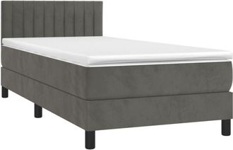 vidaXL Cama Box Spring Colch&oacute;n Y Led Terciopelo Gris Oscuro 90x190 Cm Vidaxl
