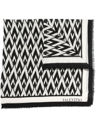 Valentino Garavani logo-jacquard cashmere scarf - Black