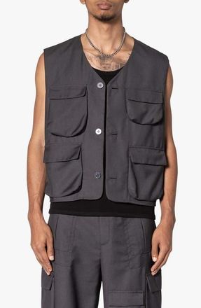 mnml Bonded Cotton Gabardine Cargo Vest in Grey at Nordstrom, Size Large