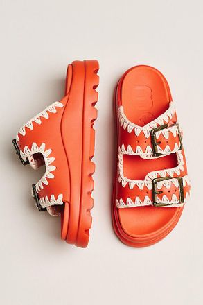 Mou Whipstitch Buckle Slide Sandals