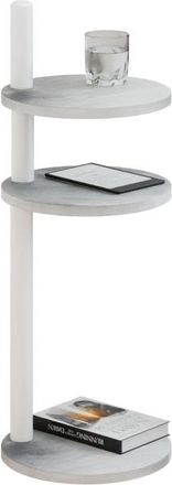 OEM Mesa Auxiliar Redonda Tipo Loft De 3 Niveles, 30x30x97 Cm, Metal Blanco