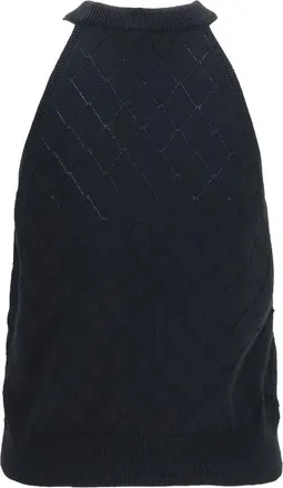 Balmain Womens Black Wool Oves Aries Sleeveles T-Shirt