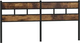 vidaXL Headboard Smoked Oak 193 cm Iron and Engineered Wood vidaXL