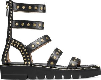 Stuart Weitzman Gala Lift Studs Gladiator Womens Black Leather Sandal JOBB1320