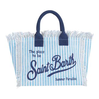 MC2 Saint Barth Tote Bags, female, Blue, Size: ONE SIZE Colette Striped Handbag