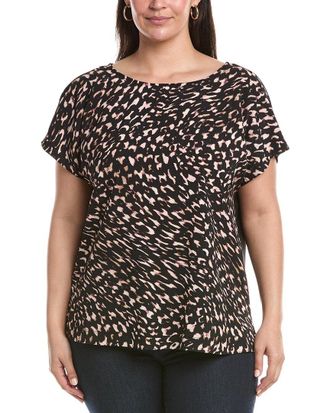 Anne Klein Plus Knit Back Shirt