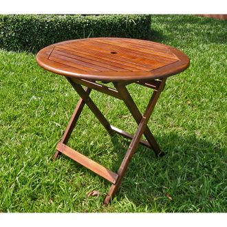 International Caravan Inc 32 Round Folding Table with Straight Legs
