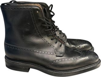 Churchs Black Leather Nutley Combat Boots Size 42