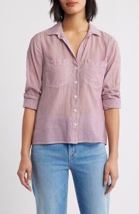 Cloth & Stone Stripe Button-Up Shirt in Spiced Wine at Nordstrom, Size X-Small