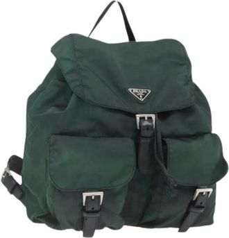 Prada Pre-owned Vintage Nylon Rugzak - Dames - Vintage Rugzakken - Groen - ONE Size - Nylon - Vintage