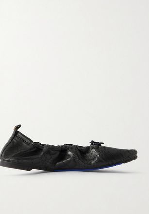 Burberry Ballerine In Pelle Traforata - Nero