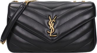 Saint Laurent Damess Loulou Schoudertas Zwart Leer