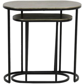 Light & Living Light&living - Set di tavolini Bocov in bronzo anticato e nero