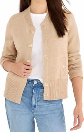 Nic+Zoe Knit Bomber Snap Jacket In Jute
