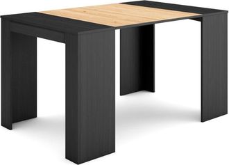 Skraut Home Consolle allungabile, Tavolo consolle allungabile, 140, Per 6 persone, Tavolo da pranzo, Stile moderno, Nero e rovere - Skraut Home