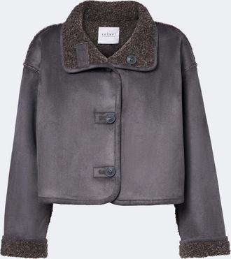 Velvet Esme teddy-lined cropped jacket