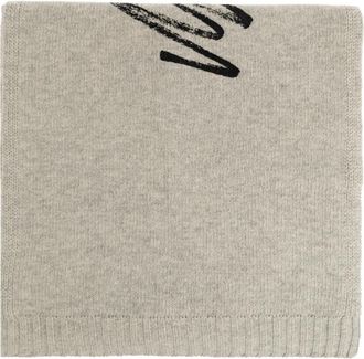Maison Margiela Wol sjaal met logo - unisex - Wintersjaals - Grijs - ONE Size - Wol - Accessoires