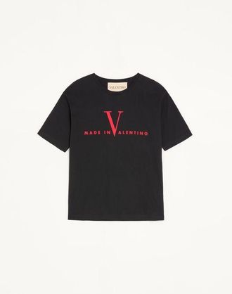 Valentino Valentino Cotton T-Shirt with Made In Valentino Print