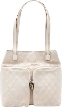 Gucci Pre-owned Shoulder Bags, female, Beige, Size: ONE SIZE Pre-owned Canvas Tote