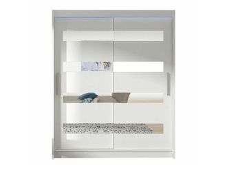 Mirjan24 Armario Closico 136, Blanco, 200x150x58cm, Puertas De Armario: Correderas, N&uacute;mero De Estantes: 5, Led