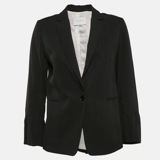 Sandro Black Gabardine Single Breasted Blazer