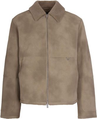 Represent Plush Brown Shearling Jacket With Fur Collar