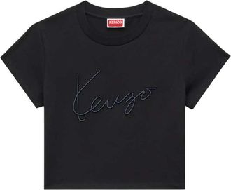 Kenzo Kenzo Signature geborduurd cropped T-shirt van katoen