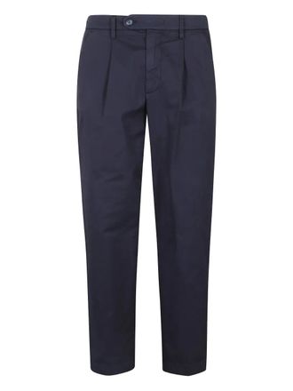 Re-hash pleat-detailing trousers - men - Cotton/Elastane/Lyocell - 32 - Blue