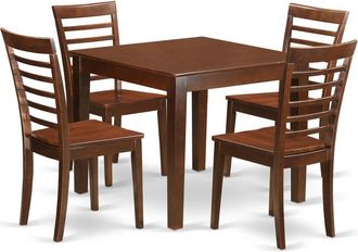 East West Furniture 5 Pc Small Kitchen Table set with a Dining Table and 4 Kitchen Chairs in Mahogany