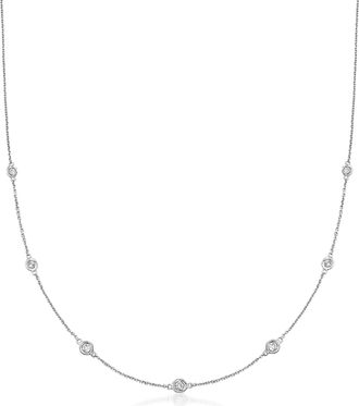 Ross-Simons Graduated Bezel-Set Diamond Station Necklace in 14kt White Gold