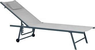 Beliani Set of 2 Sun Loungers SORONI Metal Light Grey