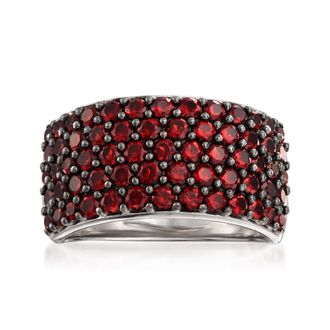 Ross-Simons Garnet Multi-Row Ring in Sterling Silver