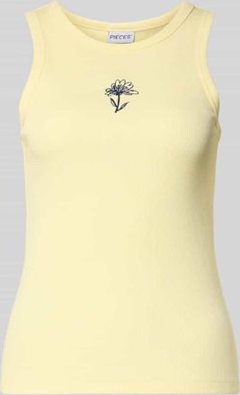 Pieces Slim Fit Top aus Baumwoll-Mix Modell MAY in Hellgelb, Gr&ouml;&szlig;e XL