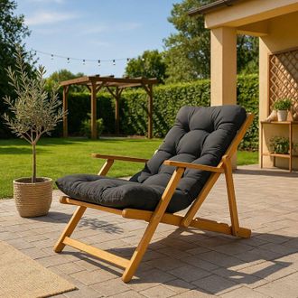 Dmora Silla De Exterior Stintino, Respaldo Reclinable, Marr&oacute;n