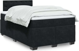 vidaXL Cama Box Spring Con Colch&oacute;n Terciopelo Negro 120x200 Cm Vidaxl