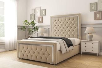 Comfort Beds Sofia Chrome Coniston Bed Frame With Mattress-50 Upholstered in Cream | Size: Single