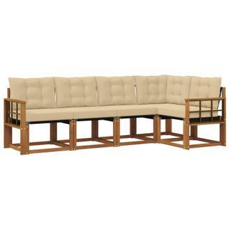 vidaXL Conjunto De Sof&aacute;s De Exterior Con Coj&iacute;n 5 Pcs Natural Y Beige Vidaxl