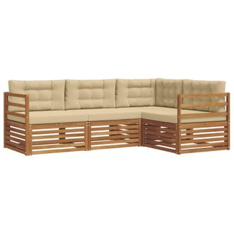 vidaXL Conjunto De Sof&aacute;s De Exterior Con Coj&iacute;n 4 Pcs Natural Y Beige Vidaxl
