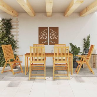 Berkfield Home 7 Piece Garden Dining Set Solid Wood Acacia in Brown