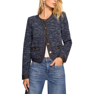 Ramy Brook Delia Tweed Jacket in Navy Tweed at Nordstrom, Size Xx-Large