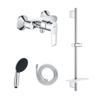GROHE Conjunto Mezclador Ducha Mec&aacute;nico Grohe Startloop + Teleducha Vitalio Start 110 + Barra Vitalio Smartactive Quickflix + Flexible