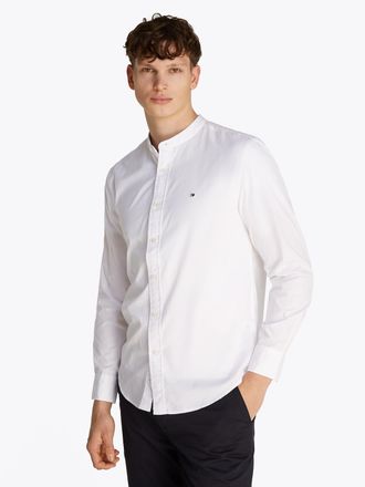 Tommy Hilfiger Langarmhemd TOMMY HILFIGER FLEX POPLIN SOLID MAO Regular Fit SHIRT, Herren, Gr. 3XL, N-Gr, weiss (wei&szlig;), Web, Obermaterial: 100% Baumwolle, regular fi