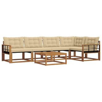 vidaXL Conjunto De Sof&aacute;s De Exterior Con Coj&iacute;n 6 Pcs Natural Y Beige Vidaxl