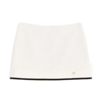 Valentino Gebreide minirok met monogramdetail - Dames - Rokken - Wit - Maat: L