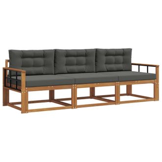 vidaXL Conjunto De Sof&aacute;s De Exterior 3 Pcs Natural Y Antracita Vidaxl