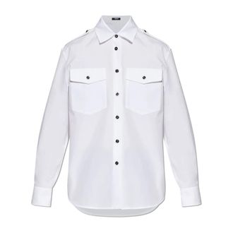 Versace Cotton-Poplin Regular Shirt - Dames - Overhemden - Wit - S - Katoen - Overhemden