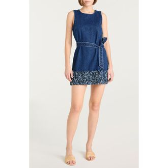 Cinq &agrave; Sept Mindie Tie Waist Denim Dress in Oceane at Nordstrom Rack, Size 12